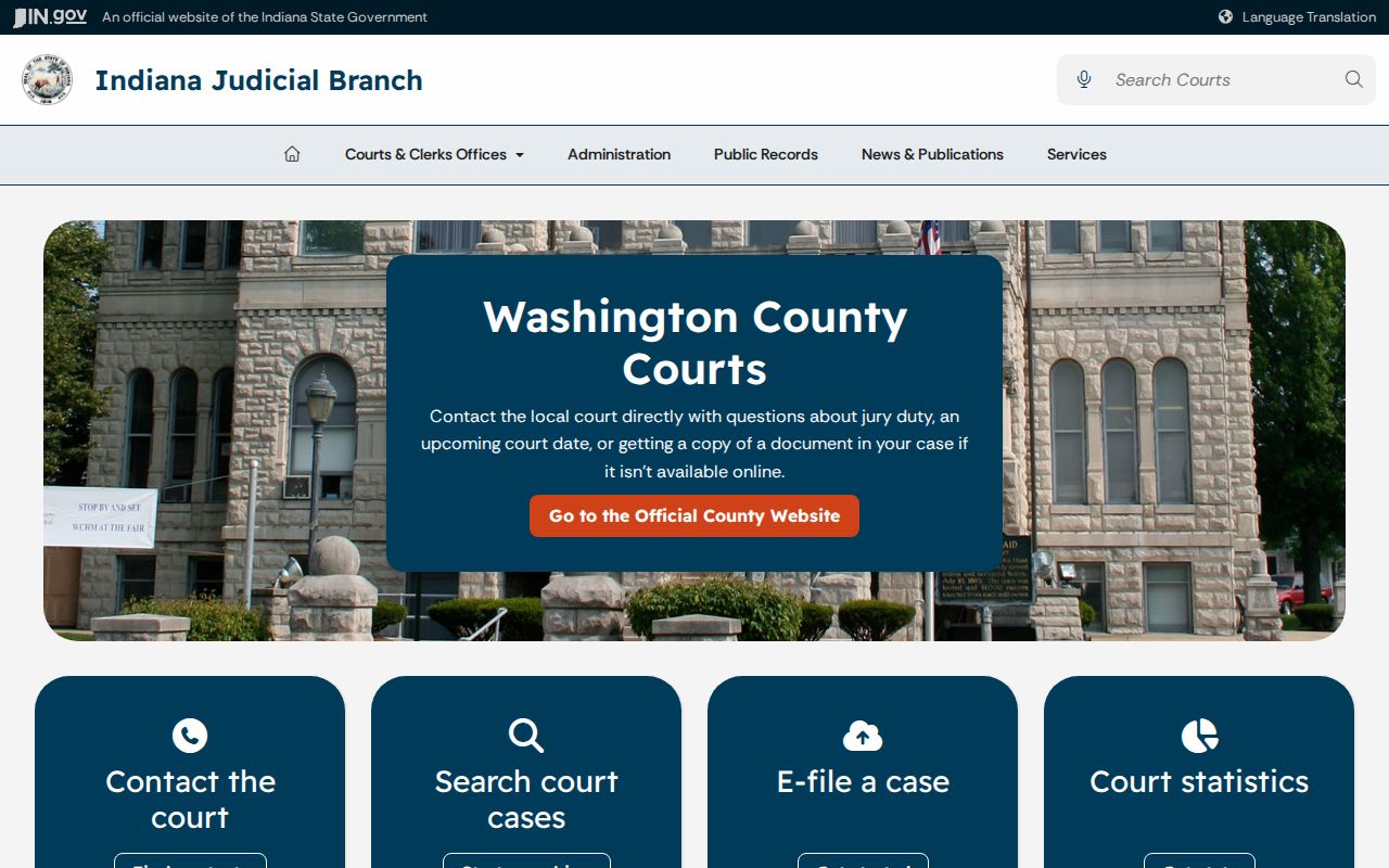 Indiana Judicial Branch Washington County court directory
