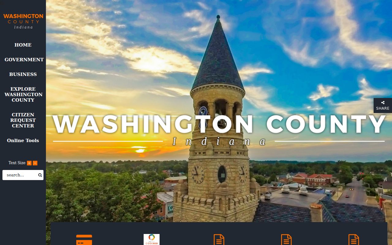 Washington County government home page with local court routes