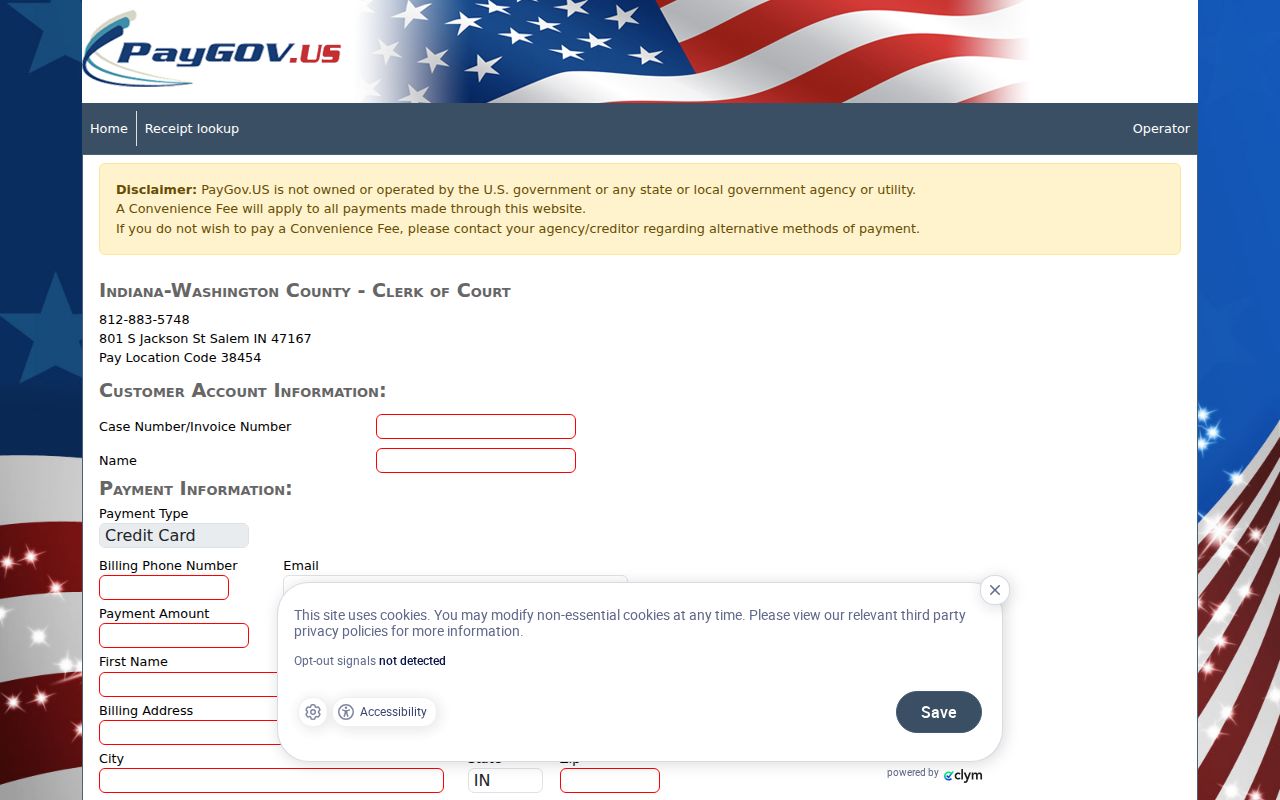 Washington County case lookup PayGov boundary