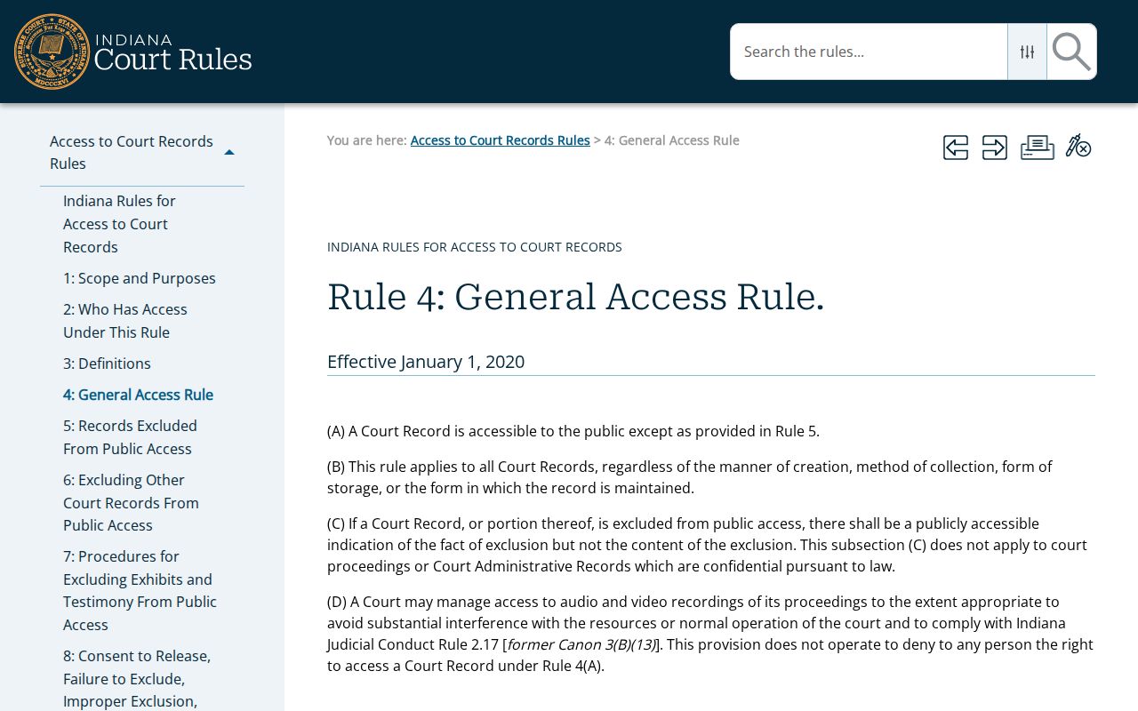 Washington County civil docket Access Rule 4