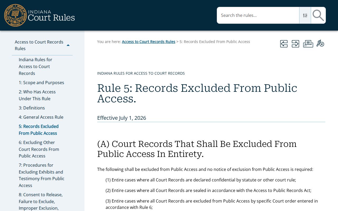 Washington County criminal docket Access Rule 5