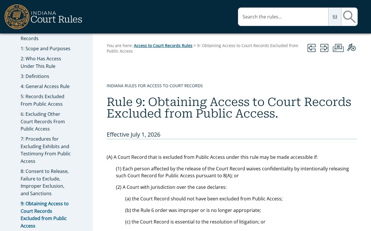 Washington County criminal docket Access Rule 9