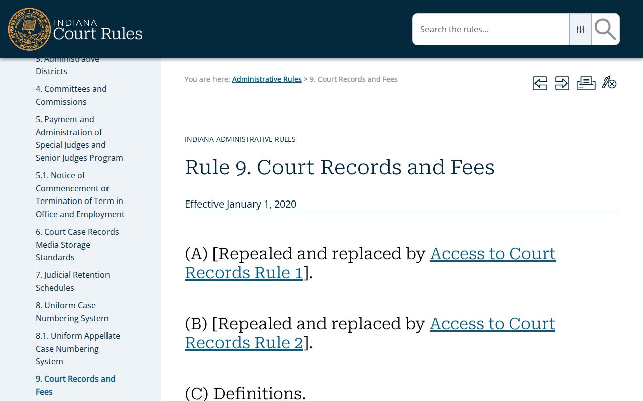 Washington County criminal docket Administrative Rule 9