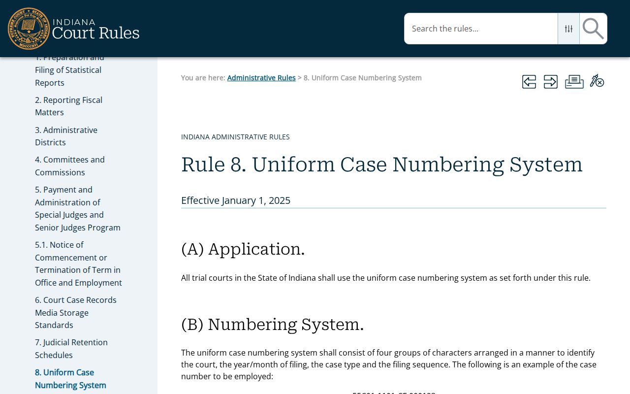 Washington County criminal docket Administrative Rule 8