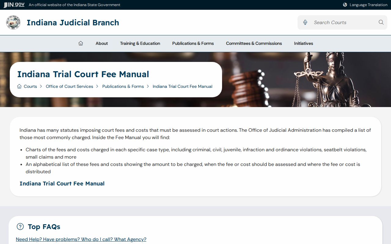 Washington County court record trial fee manual