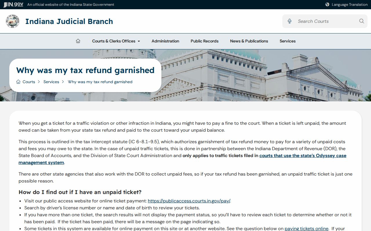 Washington County court record tax intercept help