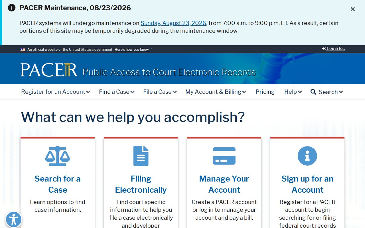 New Pekin court docket PACER federal boundary