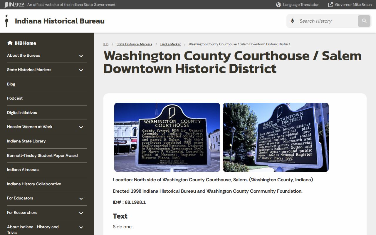 Washington County court docket courthouse history